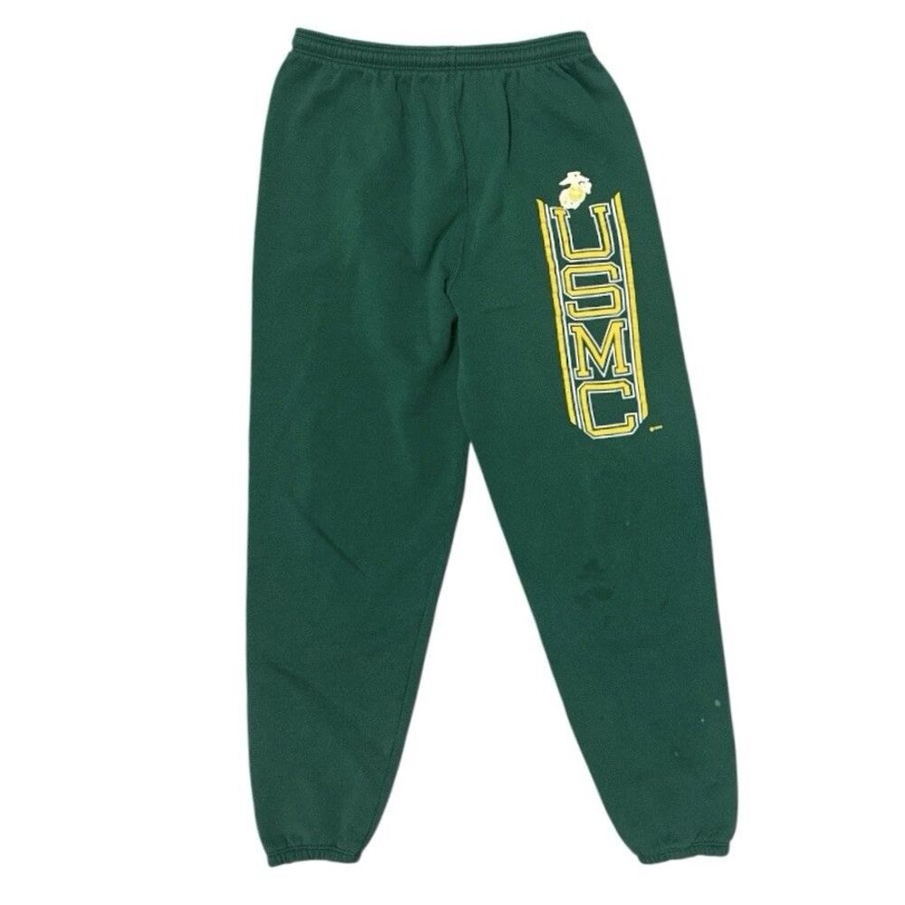 Vintage 80s USMC Marine Corps Sweatpants Large Soffe Made USA Military Green